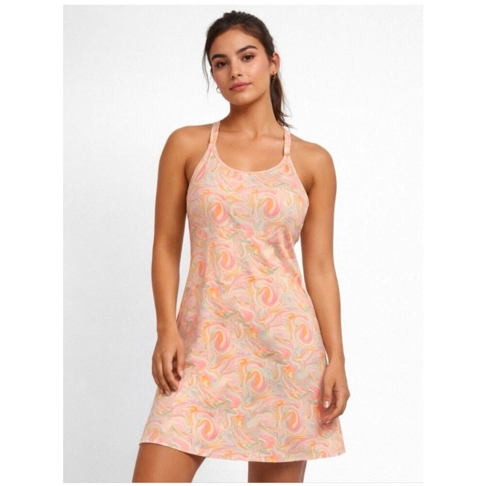 Outdoor Voices Exercise Dress XL Pink Pastel Marbel Swirl Athletic Activewear